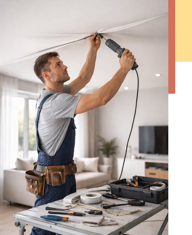 Ремонт натяжных потолков в Минусинске от 9653 руб. под ключ — ОТДЕЛОЧНИК-Мнс