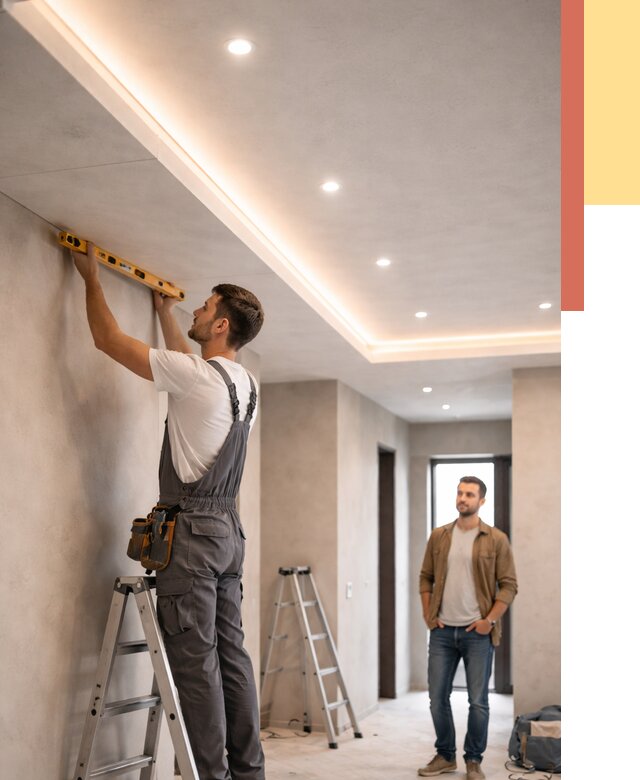 Потолок из гипсокартона с подсветкой в Минусинске от 762 руб./м2 под ключ | ОТДЕЛОЧНИК-Мнс