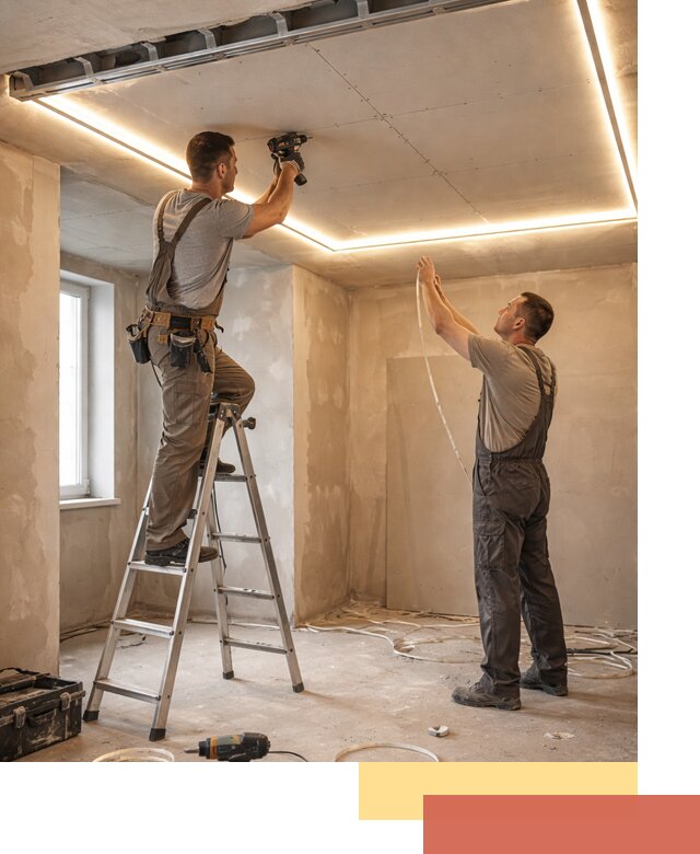 Потолок из гипсокартона с подсветкой в Минусинске