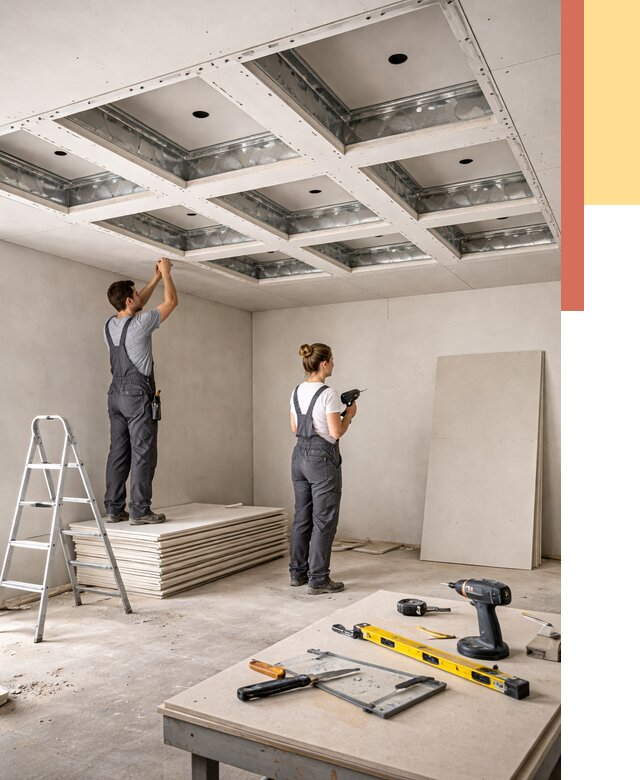 Кессонный потолок из гипсокартона в Минусинске от 1880 руб. — монтаж и под ключ | ОТДЕЛОЧНИК-Мнс