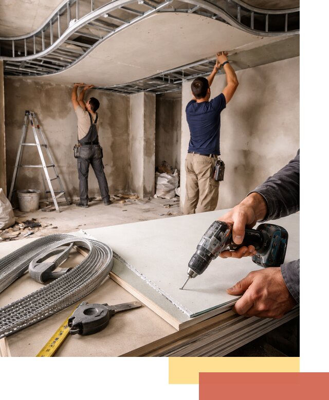 Криволинейный потолок из гипсокартона в Минусинске — монтаж и отделка