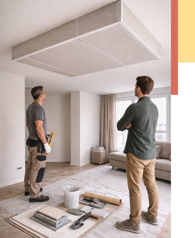 Короб на потолке из гипсокартона в Минусинске от 2235 руб. — монтаж и услуги под ключ | ОТДЕЛОЧНИК-Мнс