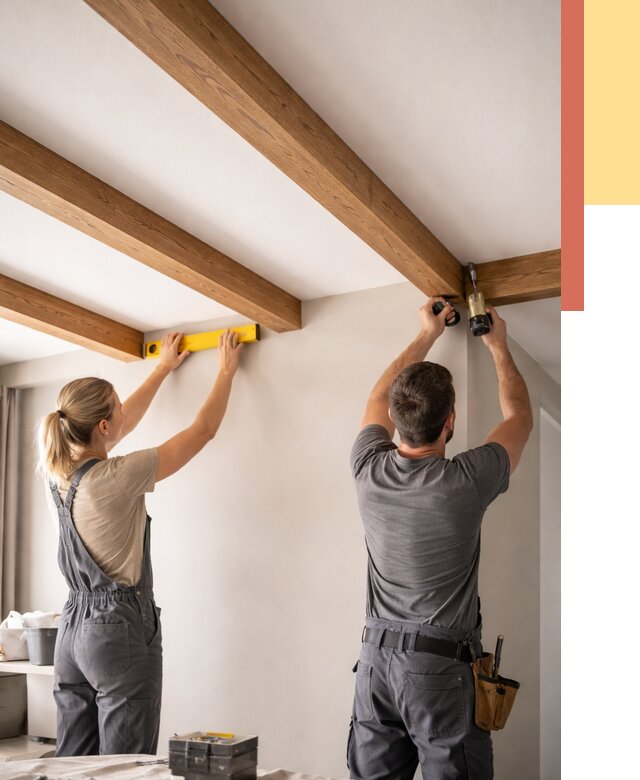 Монтаж декоративных балок на потолок в Минусинске от 4268 руб. — ОТДЕЛОЧНИК-Мнс